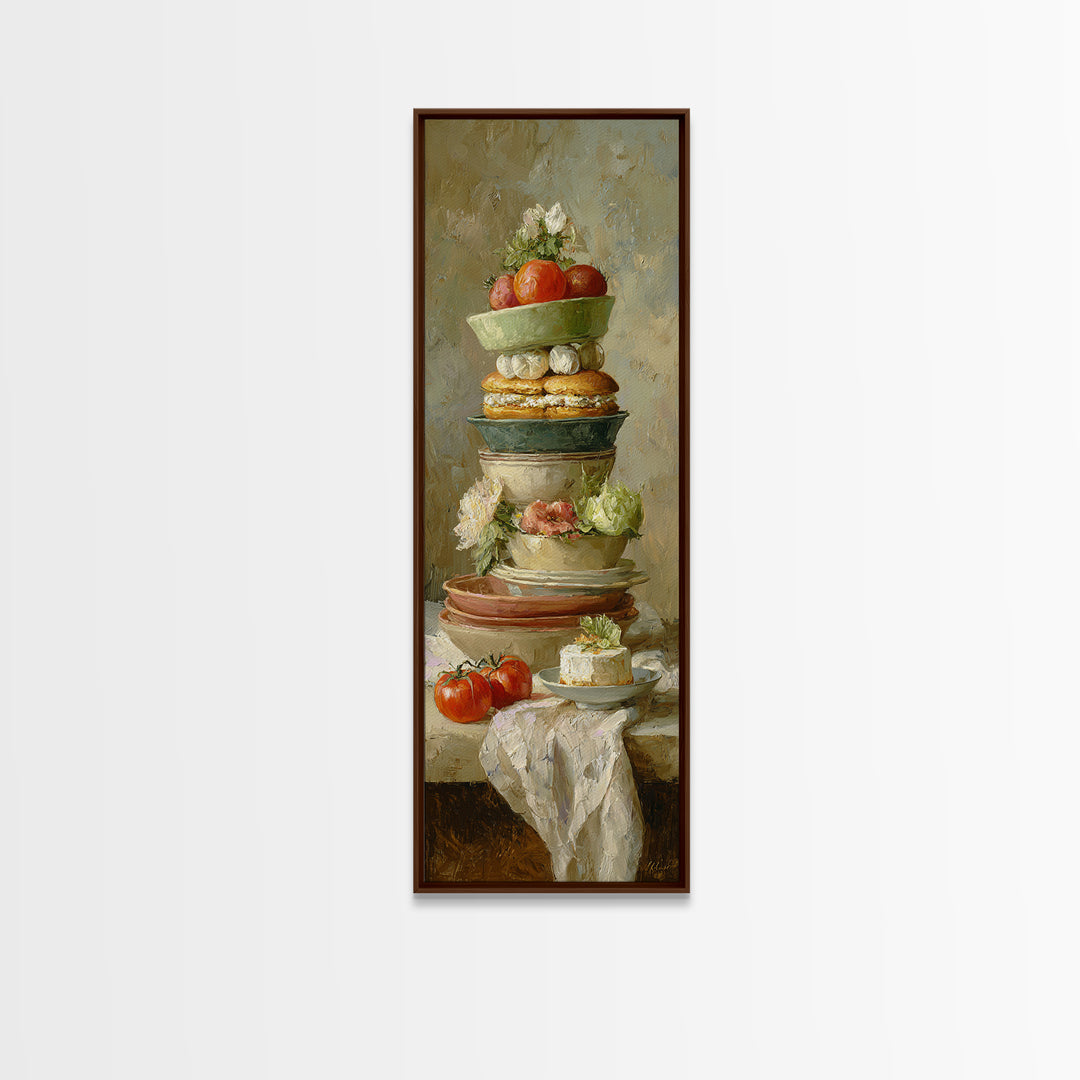 Painterly Eclair and Coffee Still Life Framed Canvas Print, Bakery Art, French Wall Art, Bakery Decor, Abstract Art, Patisserie, BAK-1x3-96
