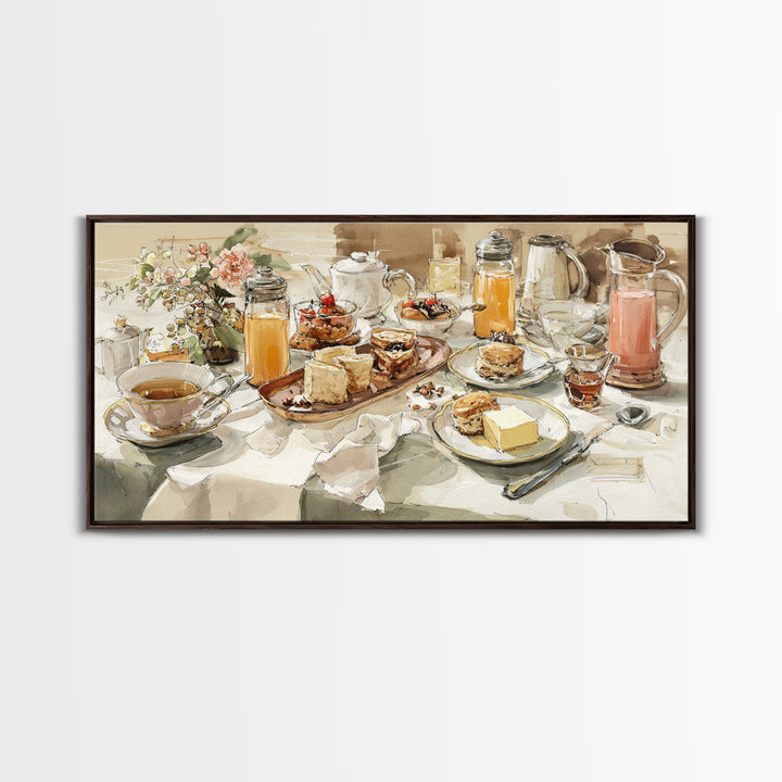 Tea and Scone Arrangement Framed Canvas Print, Bakery Art, Fine Art Print, Bakery Decor, Fine Art, Patisserie, BAK-2x1-16