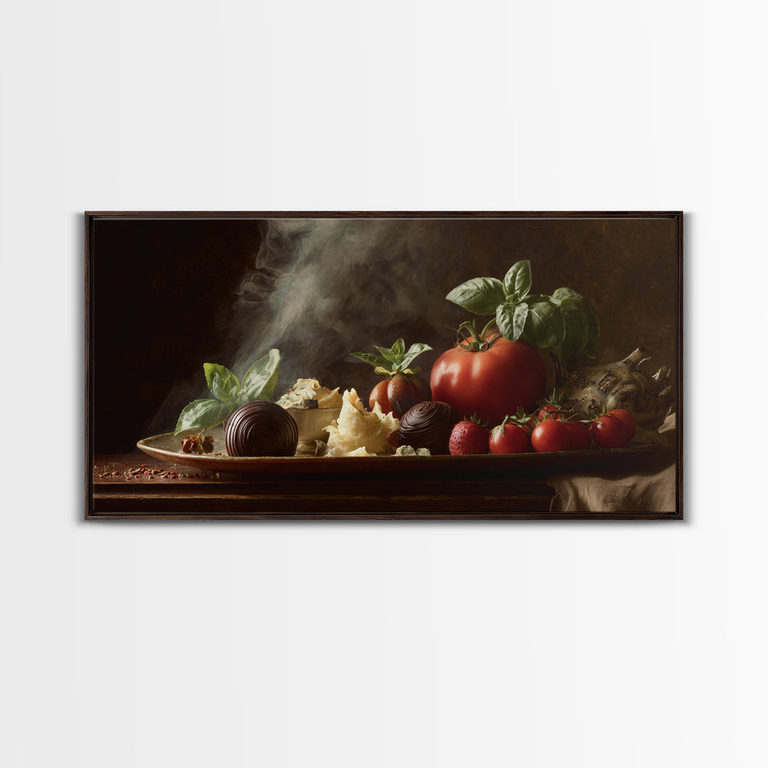 Chocolate Truffle Still Life Canvas Print, Bakery Art, Kitchen Wall Art, Bakery Decor, Oil Painting, Patisserie, BAK-2x1-39