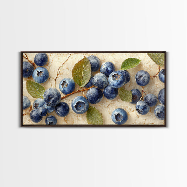 Blueberry Galette with Rustic Farmhouse Texture Framed Canvas Print, Bakery Art, Digital Print, Bakery Decor, Patisserie, BAK-2x1-43