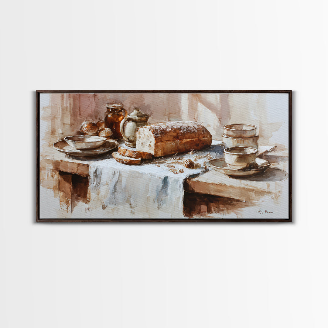 Rustic Loaf of Bread Canvas Print, Bakery Art, Art Print, Bakery Decor, Fine Art, Patisserie, Kitchen Print, Coffee Wall Art, BAK-2x1-48