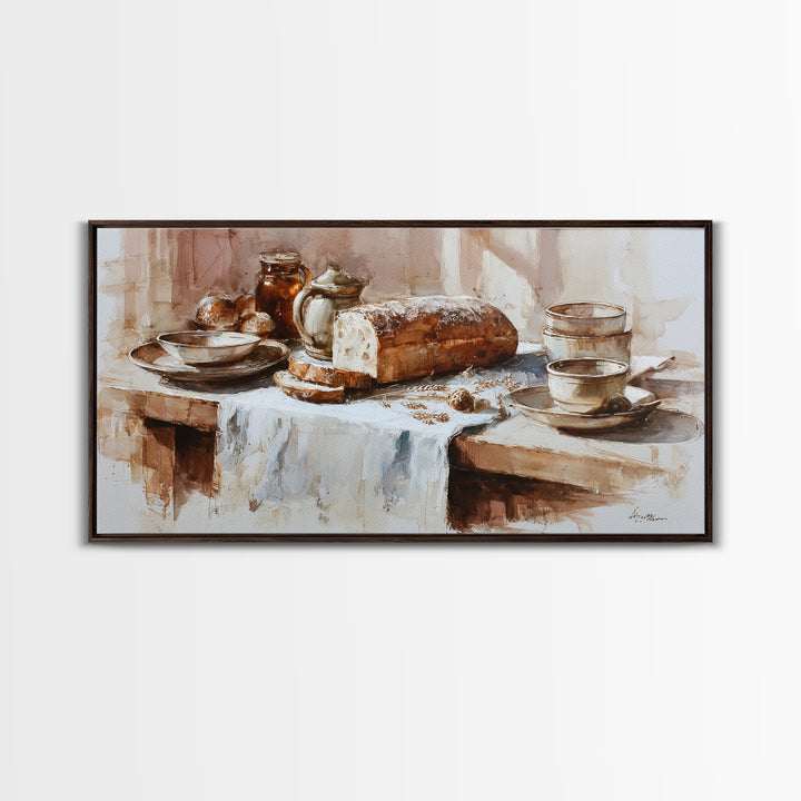 Rustic Loaf of Bread Canvas Print, Bakery Art, Art Print, Bakery Decor, Fine Art, Patisserie, Kitchen Print, Coffee Wall Art, BAK-2x1-48