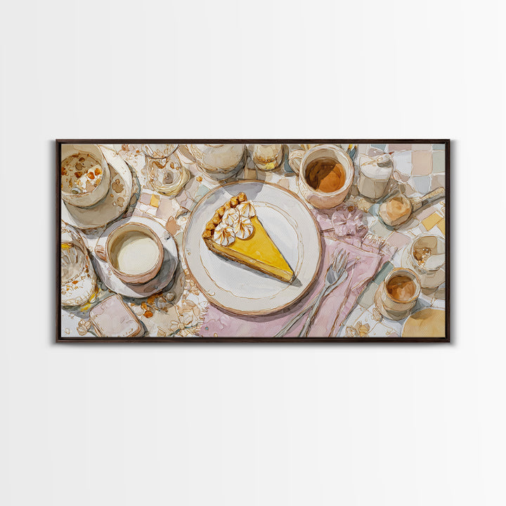 Lemon Meringue Pie Slice Canvas Print, Bakery Art, Art Print, Bakery Decor, Patisserie, Kitchen Print, Coffee Wall Art, BAK-2x1-54