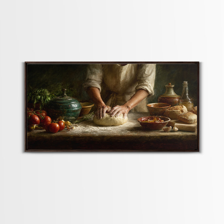 Baker Hands Shaping Dough Canvas Print, Bakery Art, Watercolor Painting, Bakery Decor, Fine Art, Patisserie, Aesthetic Wall Art, BAK-2x1-61