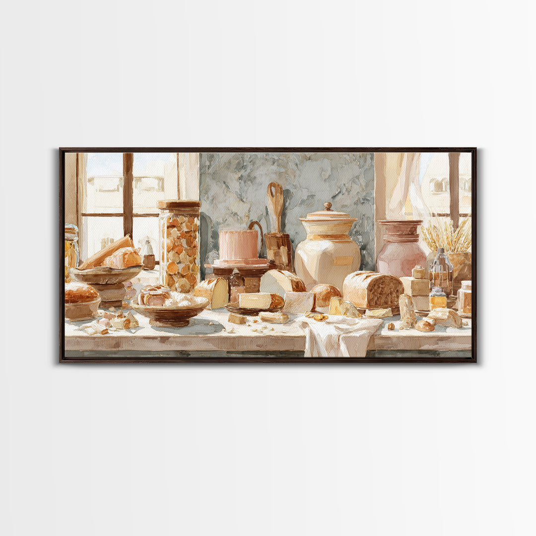 French Patisserie Window Display of Pastel Pastries Canvas Print, Bakery Art, Digital Print, Bakery Decor, Fine Art, Patisserie, BAK-2x1-70