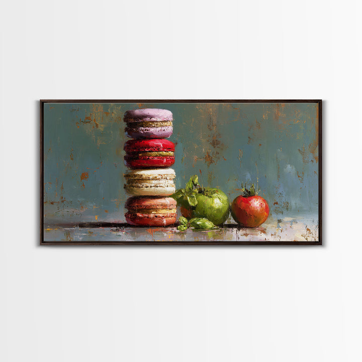 Single Perfect Macaron Tower Canvas Print, Bakery Art, French Wall Art, Bakery Decor, Abstract Art, Patisserie, Room Decor, BAK-2x1-71