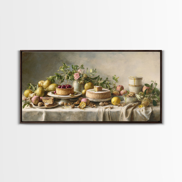 Cherry Tart Still Life Canvas Print, Bakery Art, Watercolor Art, Bakery Decor, Fine Art, Patisserie, French Wall Art, BAK-2x1-73