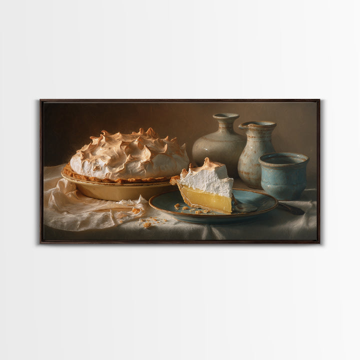 Lemon Meringue Pie Slice Canvas Print, Bakery Art, Art Print, Bakery Decor, Patisserie, Kitchen Print, Coffee Wall Art, BAK-2x1-78