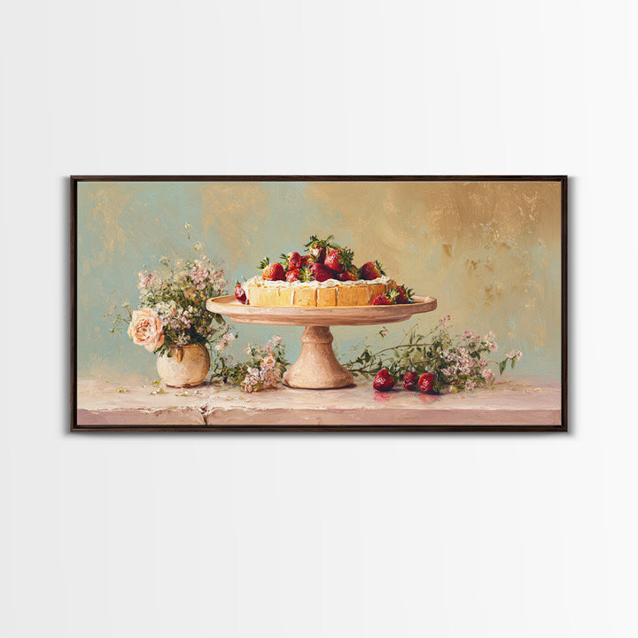 Pastel Cake Stand Framed Canvas Print, Bakery Art, Art Print, Bakery Decor, Patisserie, Kitchen Print, Coffee Wall Art, BAK-2x1-9
