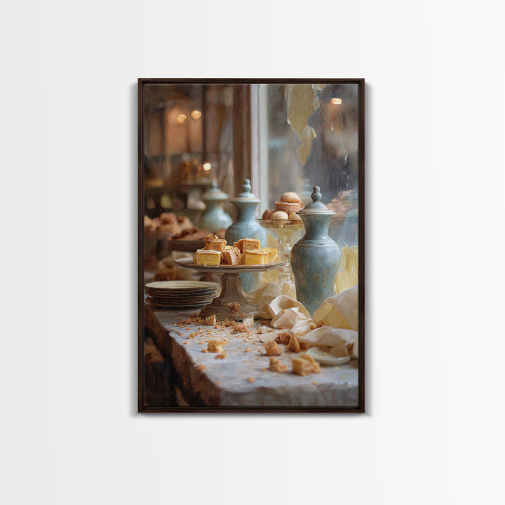 French Patisserie Window Display of Pastel Pastries Canvas Print, Bakery Art, Contemporary Art, Bakery Decor, Patisserie, BAK-2x3-10