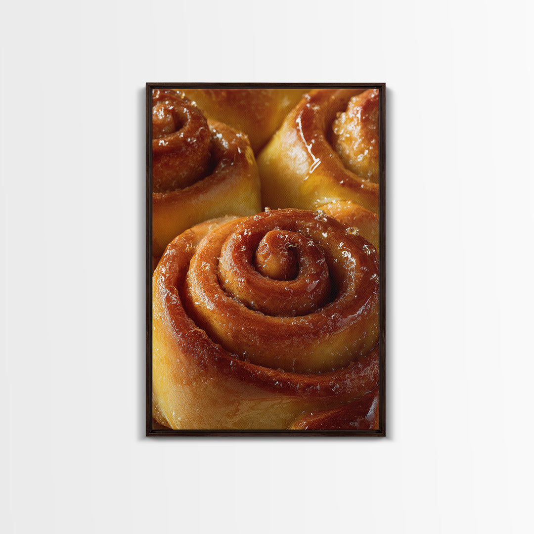 Cinnamon Rolls in a Warm Country Kitchen Framed Canvas Print, Bakery Art, Contemporary Art, Bakery Decor, Fine Art, Patisserie, BAK-2x3-19