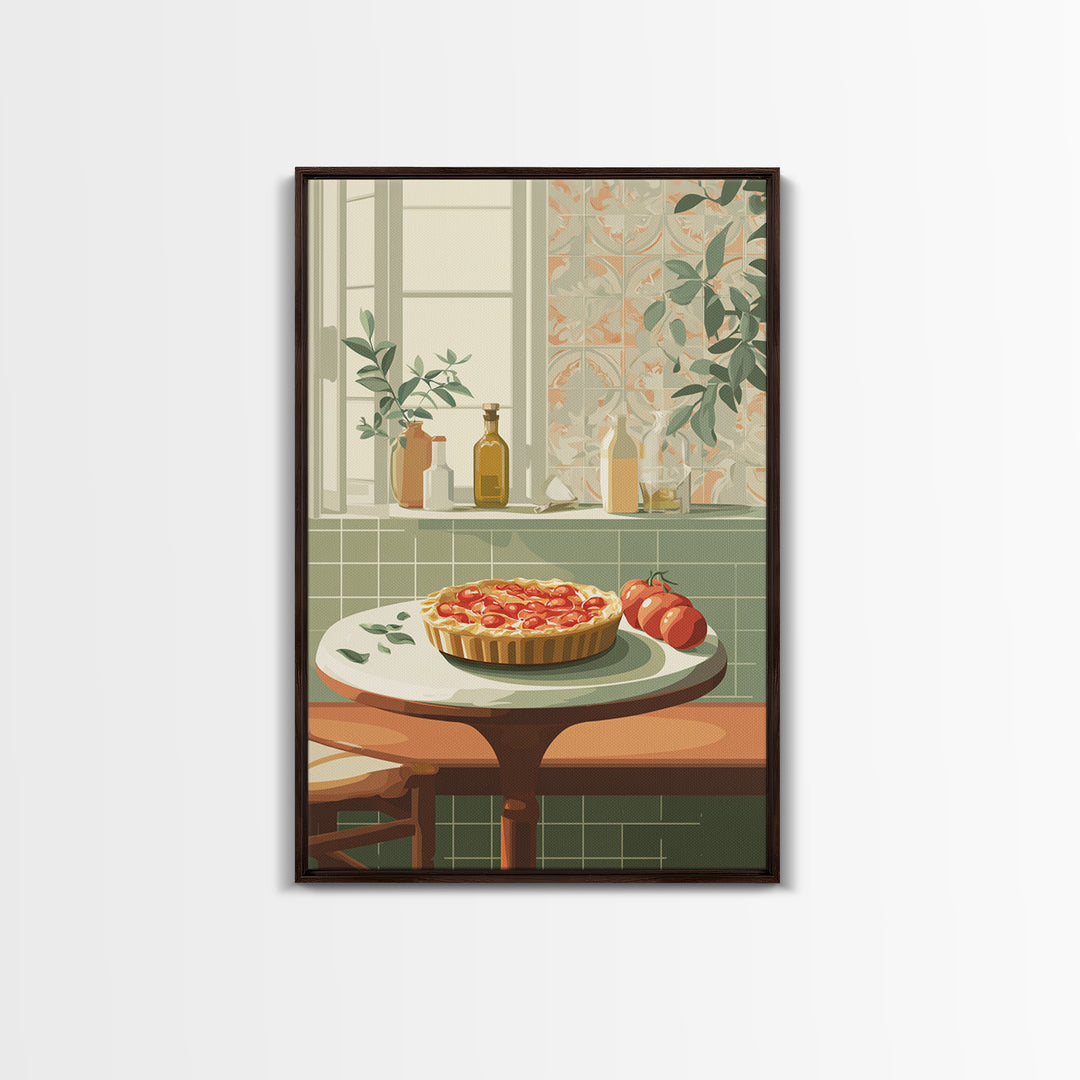 Retro Diner Pie Illustration Framed Canvas Print, Bakery Art, Modern Decor, Bakery Decor, Fine Art, Patisserie, Wall Decor, BAK-2x3-24