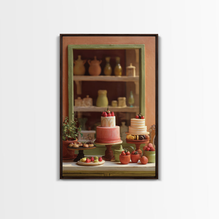 French Patisserie Window Display of Pastel Pastries Canvas Print, Bakery Art, Printable Wall Art, Bakery Decor, Patisserie, BAK-2x3-34