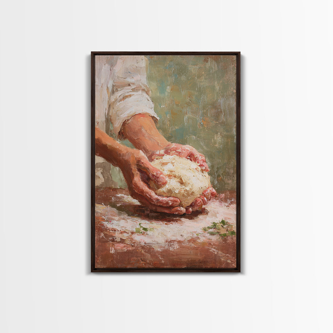 Baker Hands Shaping Dough Canvas Print, Bakery Art, Watercolor Art, Bakery Decor, Fine Art, Patisserie, French Wall Art, BAK-2x3-49