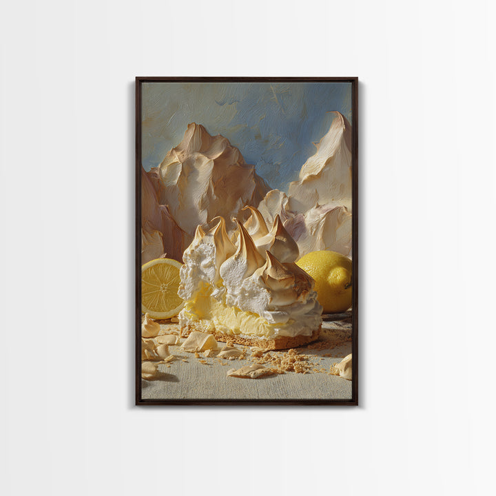 Lemon Meringue Pie Slice Canvas Print, Bakery Art, Kitchen Wall Art, Bakery Decor, Oil Painting, Patisserie, BAK-2x3-66