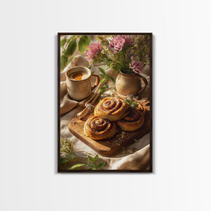 Cinnamon Rolls in a Warm Country Kitchen Canvas Print, Bakery Art, Kitchen Print, Bakery Decor, Fine Art, Patisserie, BAK-2x3-67
