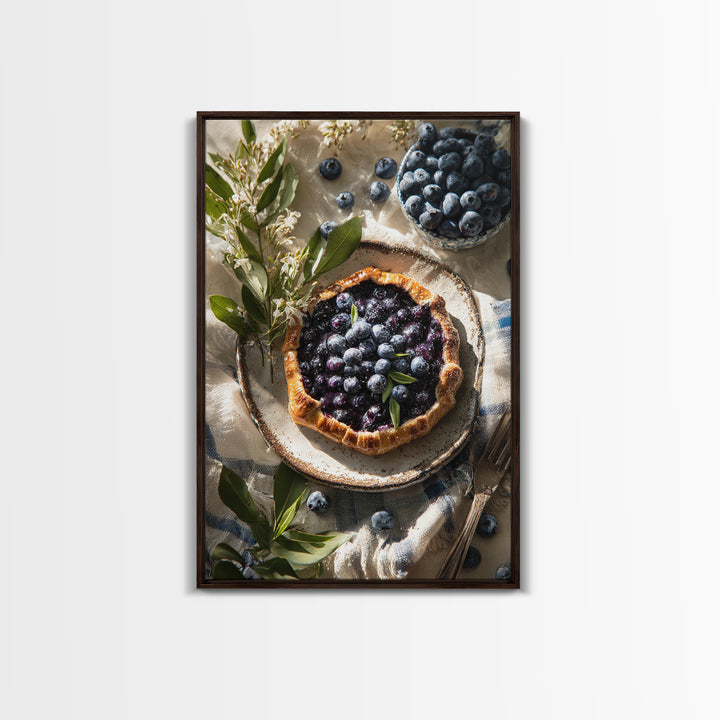 Blueberry Galette with Rustic Farmhouse Texture Canvas Print, Bakery Art, Fine Art Print, Bakery Decor, Fine Art, Patisserie, BAK-2x3-7
