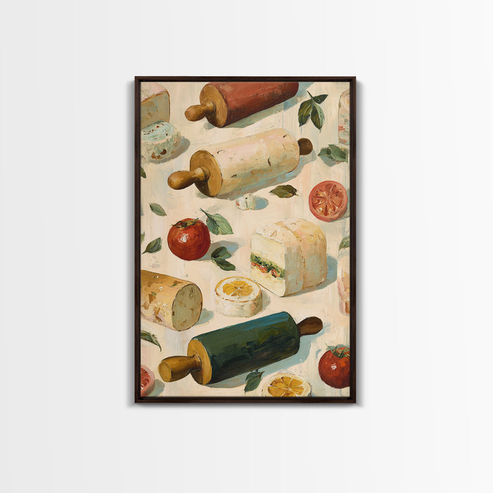 Patisserie Pattern of Rolling Pins and Pastries Canvas Print, Bakery Art, Kitchen Art Print, Bakery Decor, Fine Art, Patisserie, BAK-2x3-77