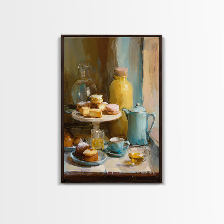 French Patisserie Window Display of Pastel Pastries Canvas Print, Bakery Art, Watercolor Painting, Bakery Decor, Patisserie, BAK-2x3-82
