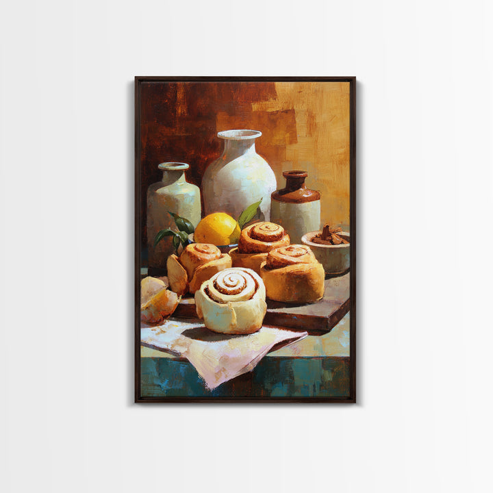 Cinnamon Rolls in a Warm Country Kitchen Canvas Print, Bakery Art, Kids Art, Bakery Decor, Fine Art, Patisserie, BAK-2x3-91