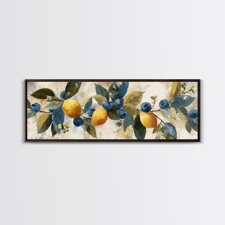Blueberry Galette with Rustic Farmhouse Texture Framed Canvas Print, Bakery Art, Gallery Decor, Bakery Decor, Patisserie, BAK-3x1-15