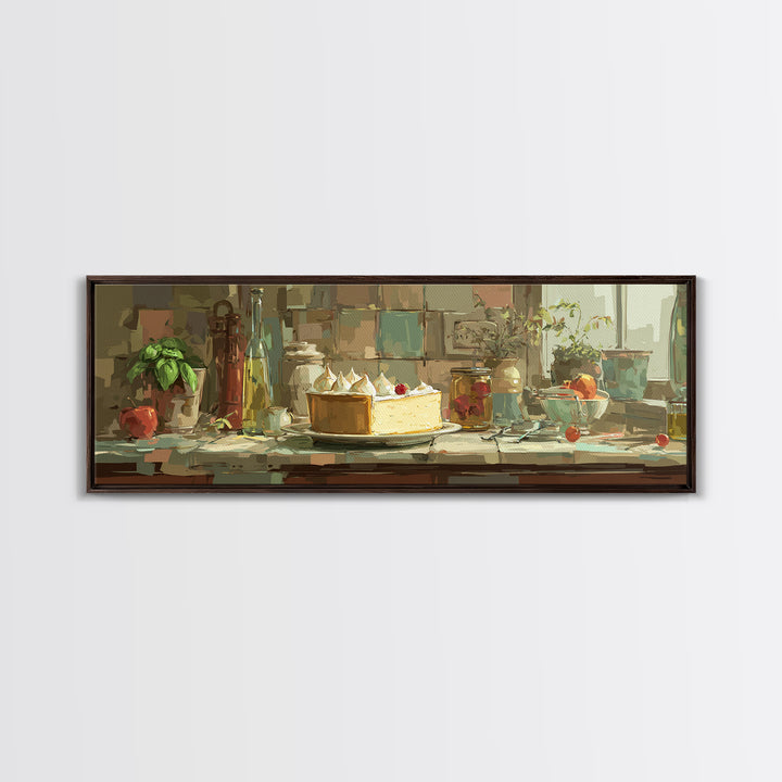 Lemon Meringue Pie Slice Framed Canvas Print, Bakery Art, Kitchen Art, Bakery Decor, Fine Art, Patisserie, Neutral Wall Art, BAK-3x1-2