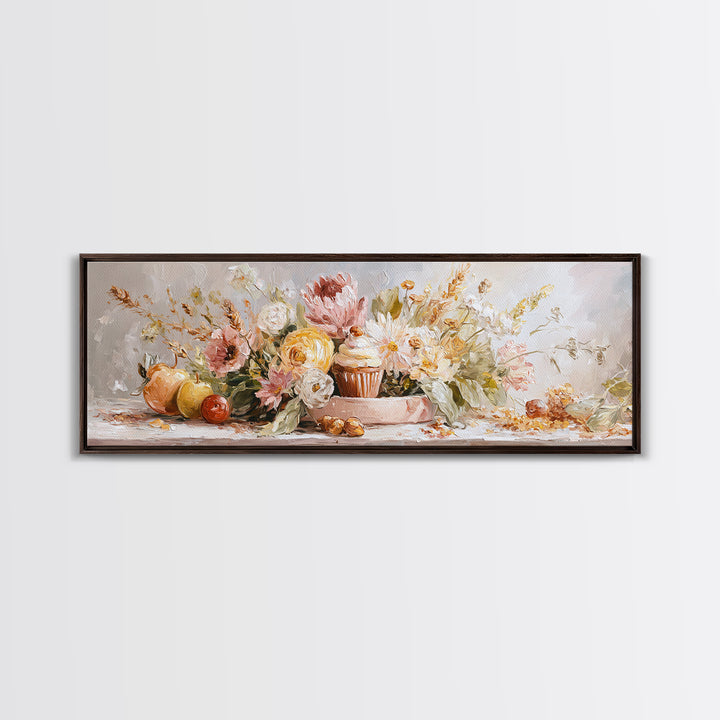 Cupcake Bouquet Painted Framed Canvas Print, Bakery Art, Room Decor, Bakery Decor, Fine Art, Patisserie, Digital Print, BAK-3x1-23