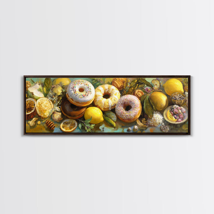 Whimsical Donut Assortment Canvas Print, Bakery Art, French Wall Art, Bakery Decor, Abstract Art, Patisserie, Room Decor, BAK-3x1-25