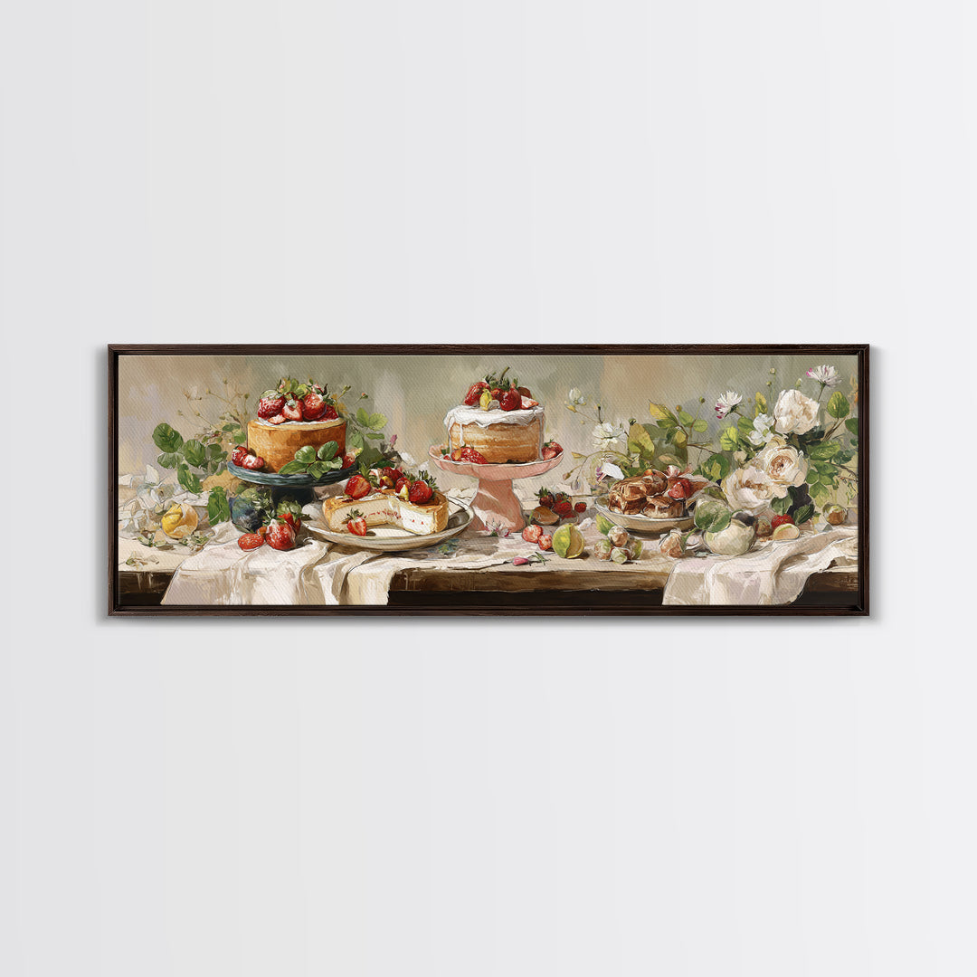 Pastel Cake Stand Canvas Print, Bakery Art, Watercolor Print, Bakery Decor, Oil Painting, Patisserie, Fine Art Print, BAK-3x1-29