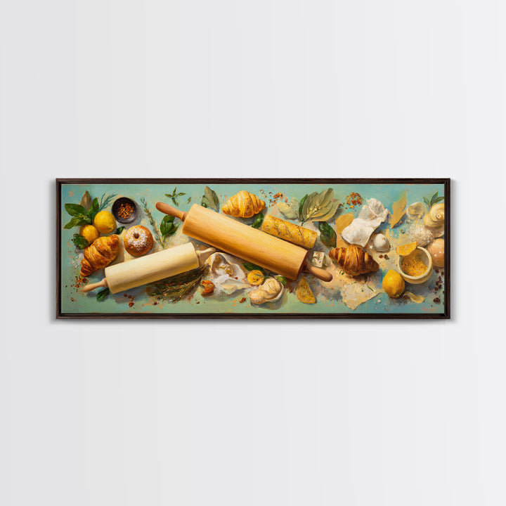 Patisserie Pattern of Rolling Pins and Pastries Canvas Print, Bakery Art, Aesthetic Wall Art, Bakery Decor, Patisserie, BAK-3x1-37