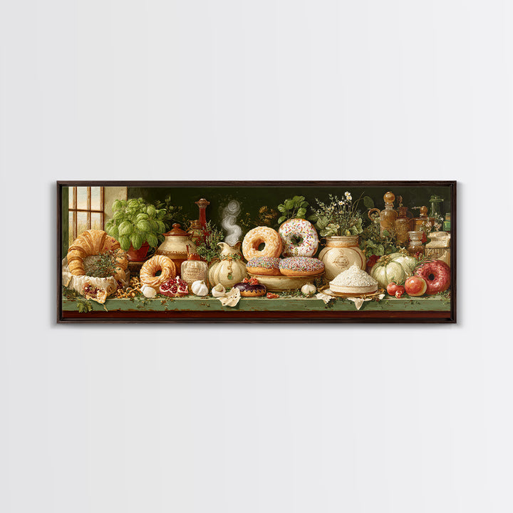 Whimsical Donut Assortment Canvas Print, Bakery Art, French Wall Art, Bakery Decor, Abstract Art, Patisserie, Room Decor, BAK-3x1-49