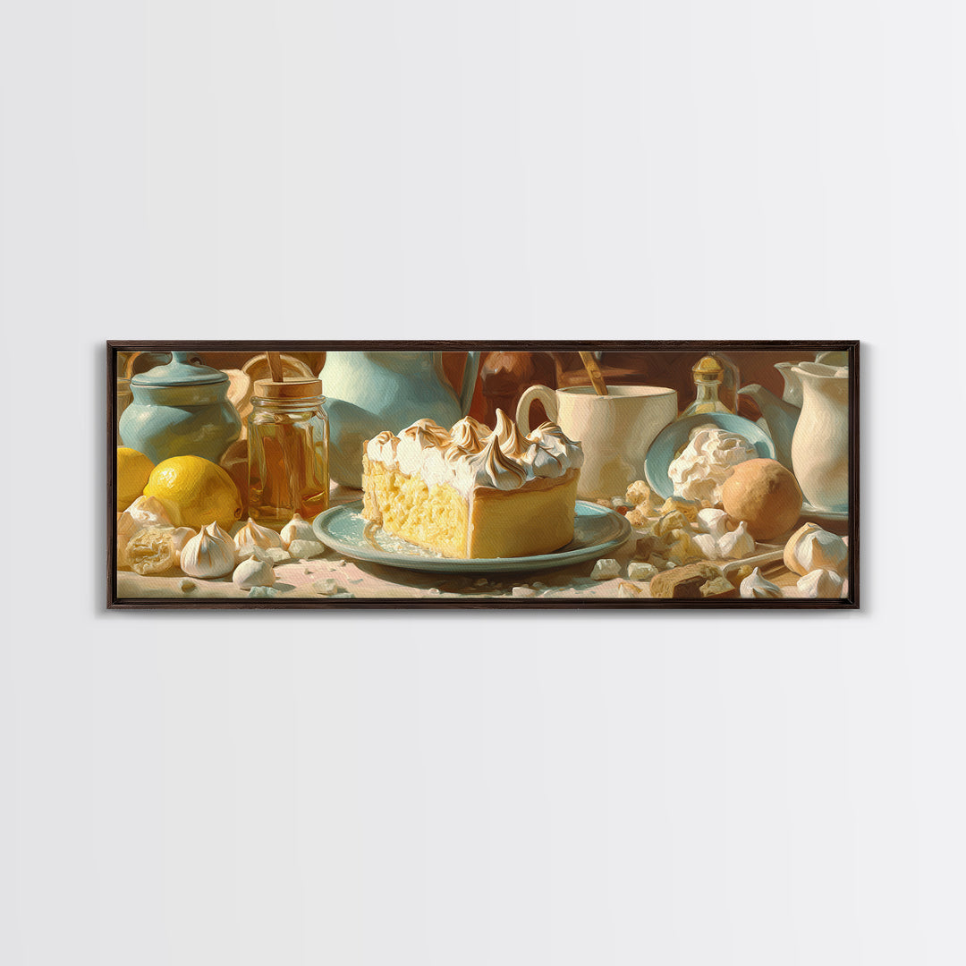 Lemon Meringue Pie Slice Canvas Print, Bakery Art, Food Art, Bakery Decor, Watercolor Art, Patisserie, Kids Art, BAK-3x1-50