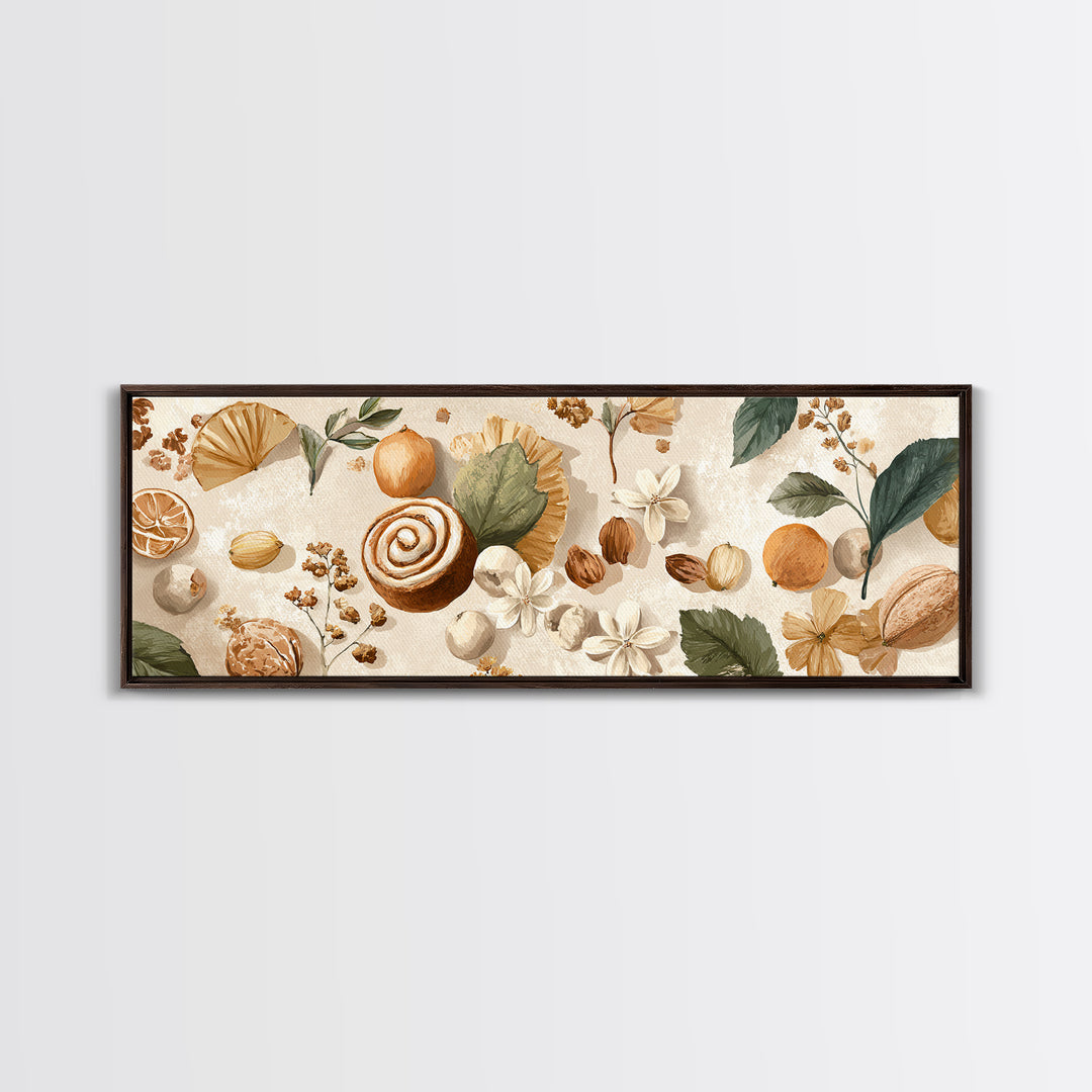 Cinnamon Rolls in a Warm Country Kitchen Framed Canvas Print, Bakery Art, Digital Print, Bakery Decor, Fine Art, Patisserie, BAK-3x1-51