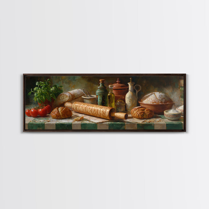 Patisserie Pattern of Rolling Pins and Pastries Canvas Print, Bakery Art, Bakery, Bakery Decor, Oil Painting, Patisserie, BAK-3x1-61