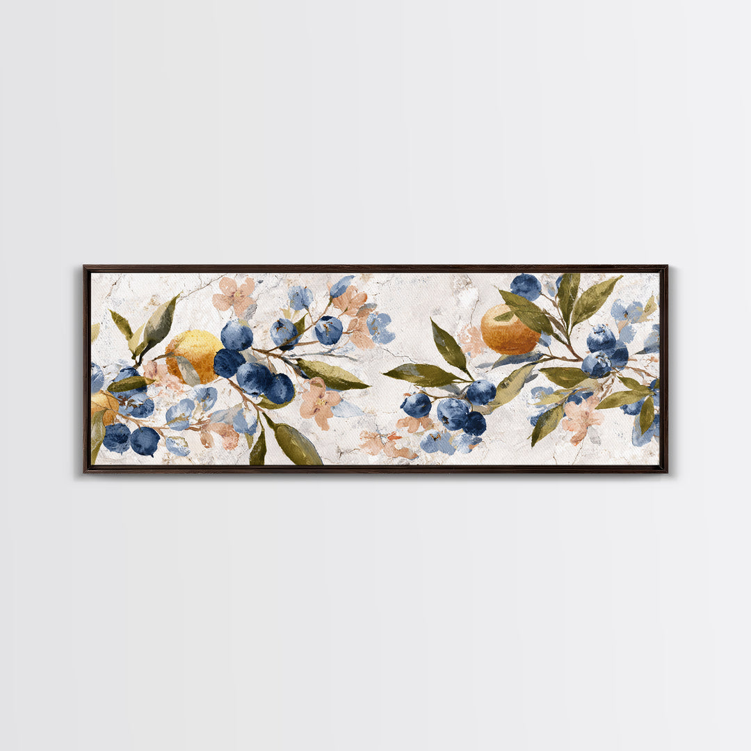 Blueberry Galette with Rustic Farmhouse Texture Framed Canvas Print, Bakery Art, Contemporary Art, Bakery Decor, Patisserie, BAK-3x1-63