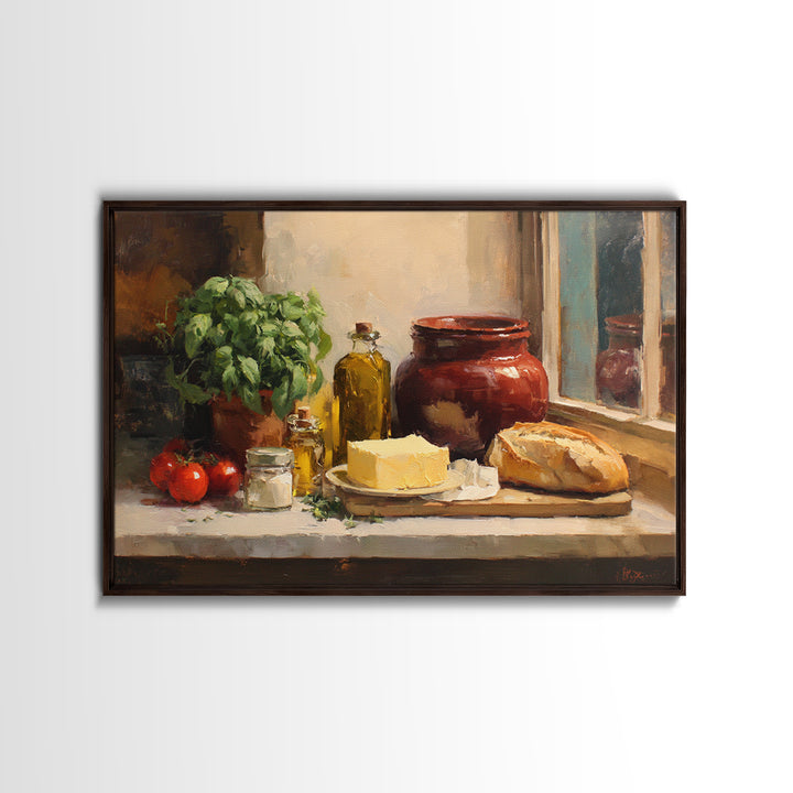 Baguette and Butter Still Life on Marble Canvas Print, Bakery Art, Neutral Wall Art, Bakery Decor, Fine Art, Patisserie, BAK-3x2-12