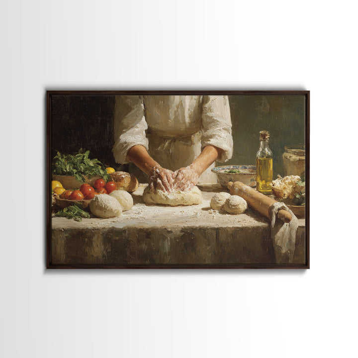Baker Hands Shaping Dough Canvas Print, Bakery Art, Whimsical Wall Art, Bakery Decor, Fine Art, Patisserie, Luxury Decor, BAK-3x2-21