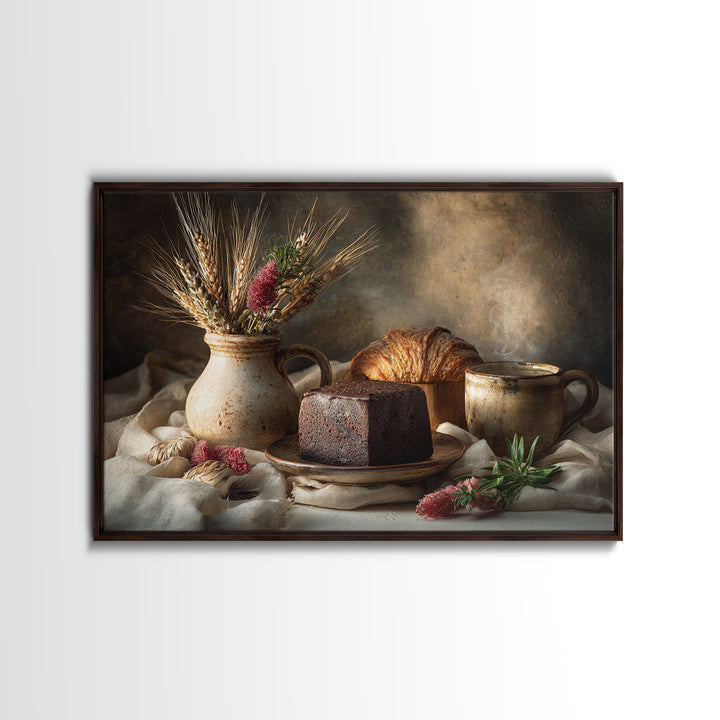 Chocolate Truffle Still Life Framed Canvas Print, Bakery Art, Fine Art, Bakery Decor, Patisserie, Textured Painting, BAK-3x2-23