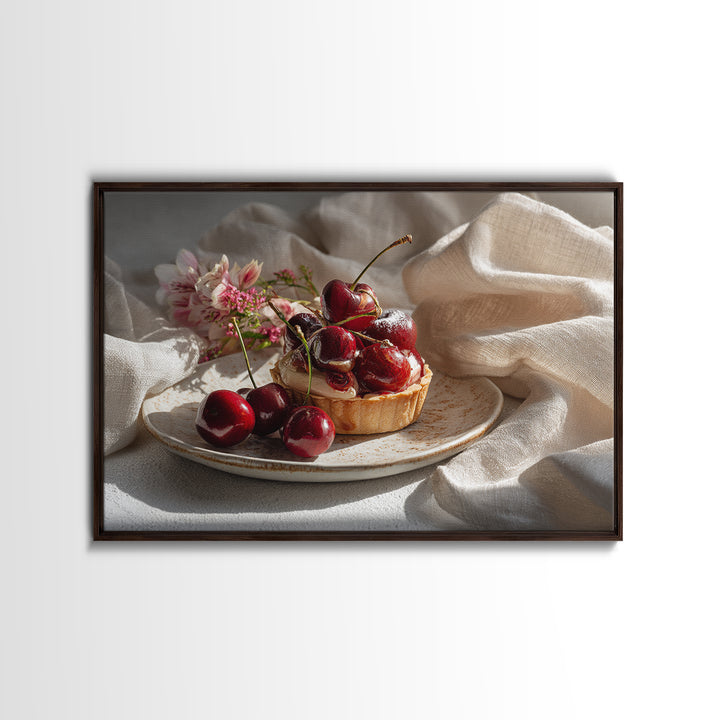 Cherry Tart Still Life Canvas Print, Bakery Art, Kids Art, Bakery Decor, Fine Art, Patisserie, Minimalist Decor, BAK-3x2-33