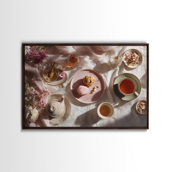 Tea and Scone Arrangement Canvas Print, Bakery Art, Gallery Decor, Bakery Decor, Fine Art, Patisserie, Wall Art, Home Decor, BAK-3x2-48