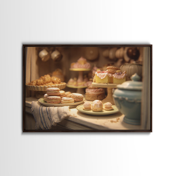 French Patisserie Window Display of Pastel Pastries Canvas Print, Bakery Art, Neutral Wall Art, Bakery Decor, Patisserie, BAK-3x2-54