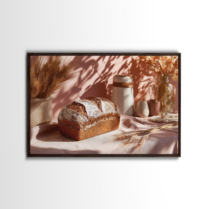 Rustic Loaf of Bread Framed Canvas Print, Bakery Art, Watercolor Print, Bakery Decor, Oil Painting, Patisserie, Fine Art Print, BAK-3x2-8