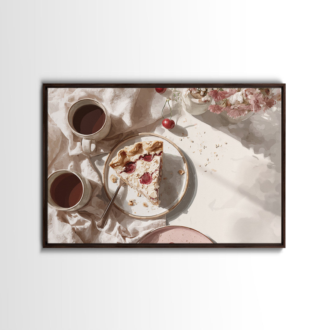 Retro Diner Pie Illustration Framed Canvas Print, Bakery Art, Art Print, Bakery Decor, Fine Art, Patisserie, Kitchen Print, BAK-3x2-92