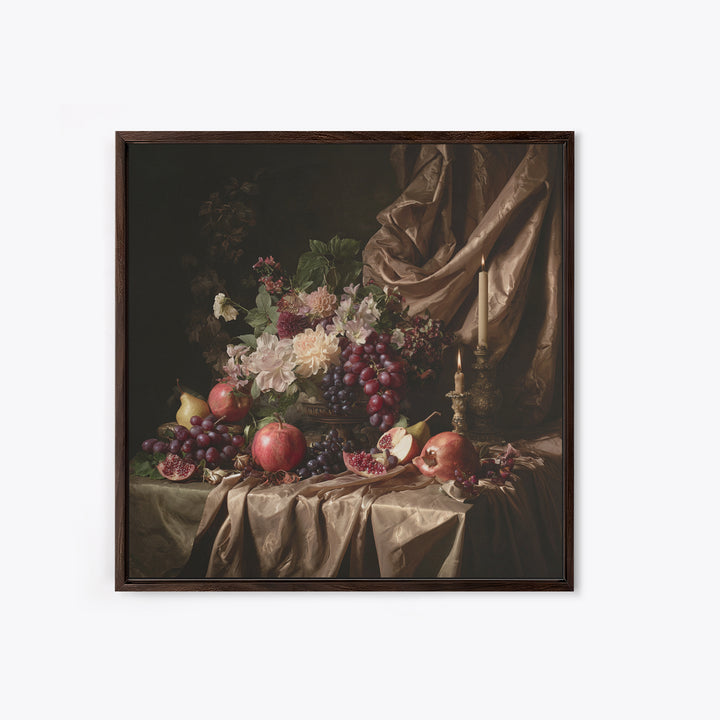 Lavish Banquet Fruit Composition Canvas Print, Baroque Art, Printable Wall Art, Living Room Decor, Ornate, Minimalist Wall Art, BAO-1x1-20