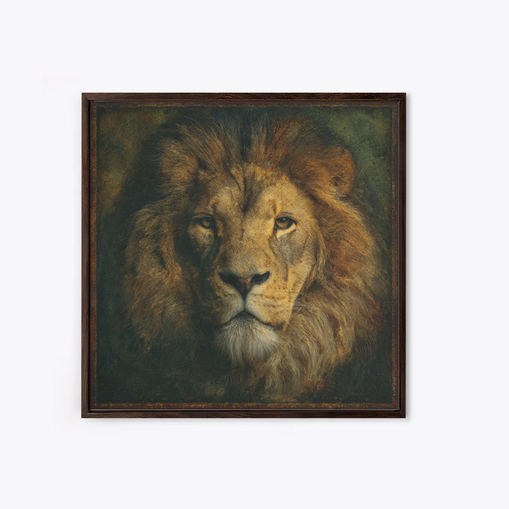 Royal Lion Portrait Framed Canvas Print, Baroque Art, Eclectic Wall Art, Living Room Decor, Fine Art, Ornate, Gallery Decor, BAO-1x1-41