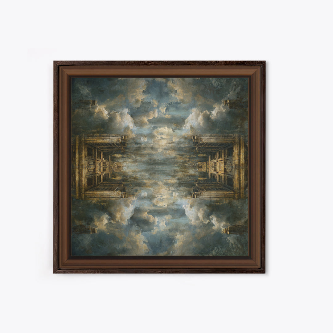 Classical Ruins Beneath a Dramatic Sky Framed Canvas Print, Baroque Art, Feminist Art, Living Room Decor, Fine Art, Ornate, BAO-1x1-67