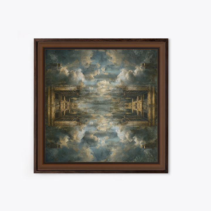 Classical Ruins Beneath a Dramatic Sky Framed Canvas Print, Baroque Art, Feminist Art, Living Room Decor, Fine Art, Ornate, BAO-1x1-67