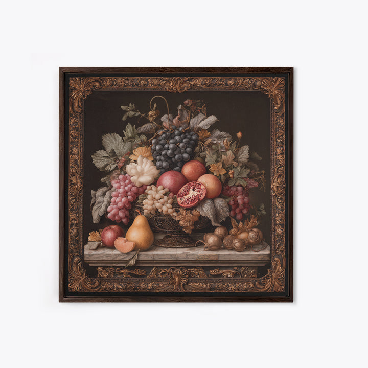 Lavish Banquet Fruit Composition Canvas Print, Baroque Art, Art Nouveau Decor, Living Room Decor, Fine Art, Ornate, Art Print, BAO-1x1-92