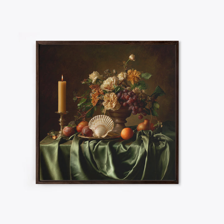 Ornamental Shell and Pearl Composition Canvas Print, Baroque Art, Gallery Wall, Living Room Decor, Ornate, Neutral Decor, BAO-1x1-94