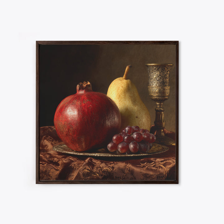 Dramatic Fruit Still Life Canvas Print, Baroque Art, Wall Decor, Living Room Decor, Oil Painting, Ornate, Contemporary Art, BAO-1x1-97